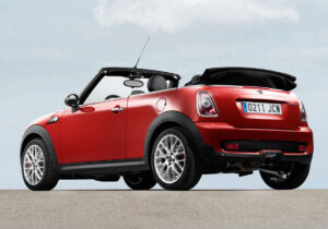 The ragtop doesn't fold down quite flat enough, limiting visibility out of the rear mirror.