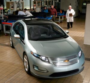 The Chevrolet Volt in the Battery Lab at the General Motors Tech Center in Warren, Michigan.