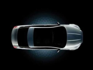 Jaguar provided this sneak peek of the all-new, 2010 XJ sedan, shown here with the optional Panorama roof.