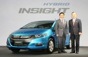 Takeo Fukui President and CEO of Honda, right, and Yasunari Seki Development Director of 