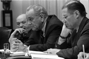 While Robery S. McNamara - shown here with then-President Lyndon Johnson - was best known for his role in the Vietnam War, he earlier earned a reputation as one of the "Whiz Kids" who saved Ford Motor Co.