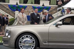 A strong endorsement by California Gov. Arnold Schwarzenegger -- shown here with Bentley CEO Franz-Josef Paefgen and Jay Leno -- helped pump up the winning bid for the new Mulsanne luxury car at one of several strong auctions during Pebble Beach weekend.