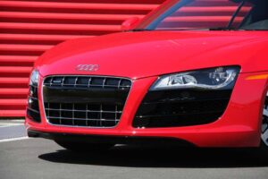The 2010 Audi R8 V10 utilizes 24 LED bulbs in each headlamp, signifying the German maker's dominance on the Le Mans race circuit.