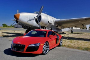 Faster than a speeding bullet...  The 2010 Audi R8 V10 is the fastest car the German maker has ever marketed, launching from 0 to 60 in 3.7 seconds and hitting a top speed of 196 mph - the same as a Ferrari F430.