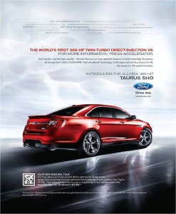 Ford has mailed out 800,000 tagged ads for the 2010 Taurus sedan.