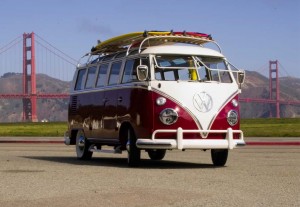 The original hippie-mobile, here an extended, luxury version of the 1964 VW Microbus.