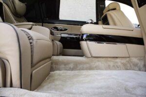 The back seat of the Maybach 62 Zeppelin is positively cavernous, with the seats opening like those in Business Class.