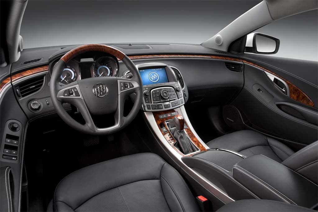 The interior of the 2010 Buick LaCrosse is a big step up from the plasticky 