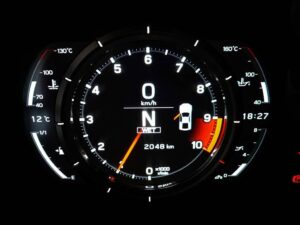 The 2011 Lexus LF-A uses a reconfigurable digital instrument cluster, rather than mechanical gauges.