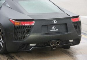 There are scoops everywhere on the 2011 Lexus LF-A, and an unusual 3-tailpipe exhaust.