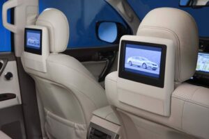 The new rear seat entertainment system offers twin LCD screens.