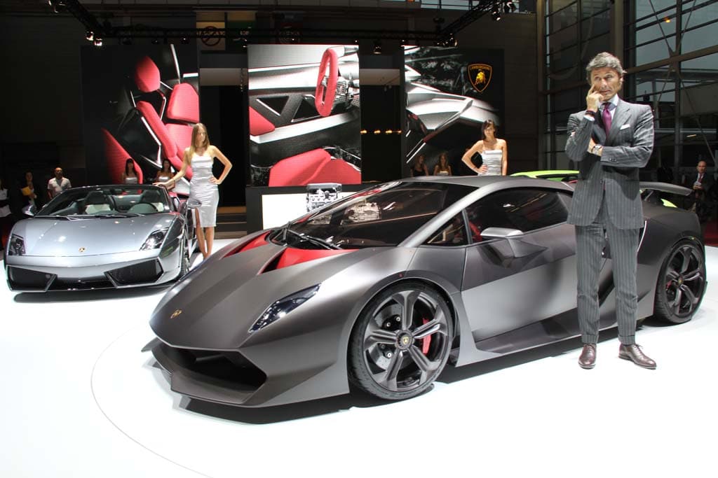 The Lamborghini Sesto Elemento show car with CEO Stephan Winkelmann and