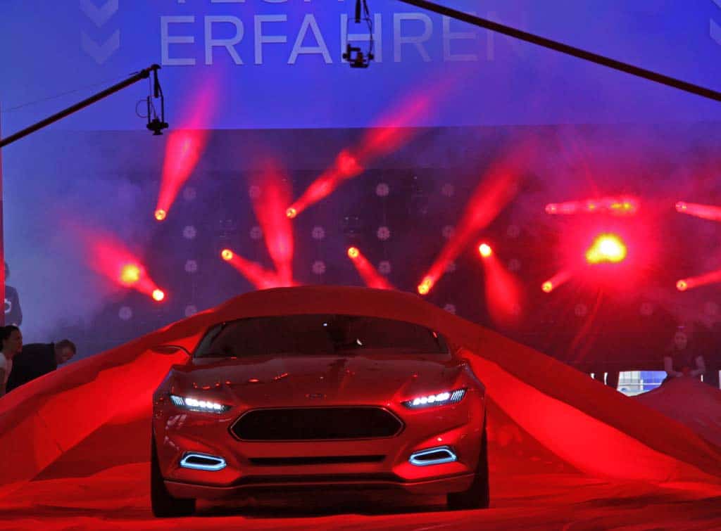 The Ford Evos concept is shown here during its Frankfurt Motor Show preview