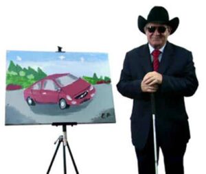 Blind Turkish artist Esref Armagan's impression of the 2011 Volvo S60 sedan is up for auction on eBay, the proceeds going to charity.