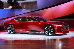 The Precision Concept was low, wide and sensually sculpted, with slit-like headlights and a yawning, “diamond pentagon” grille.