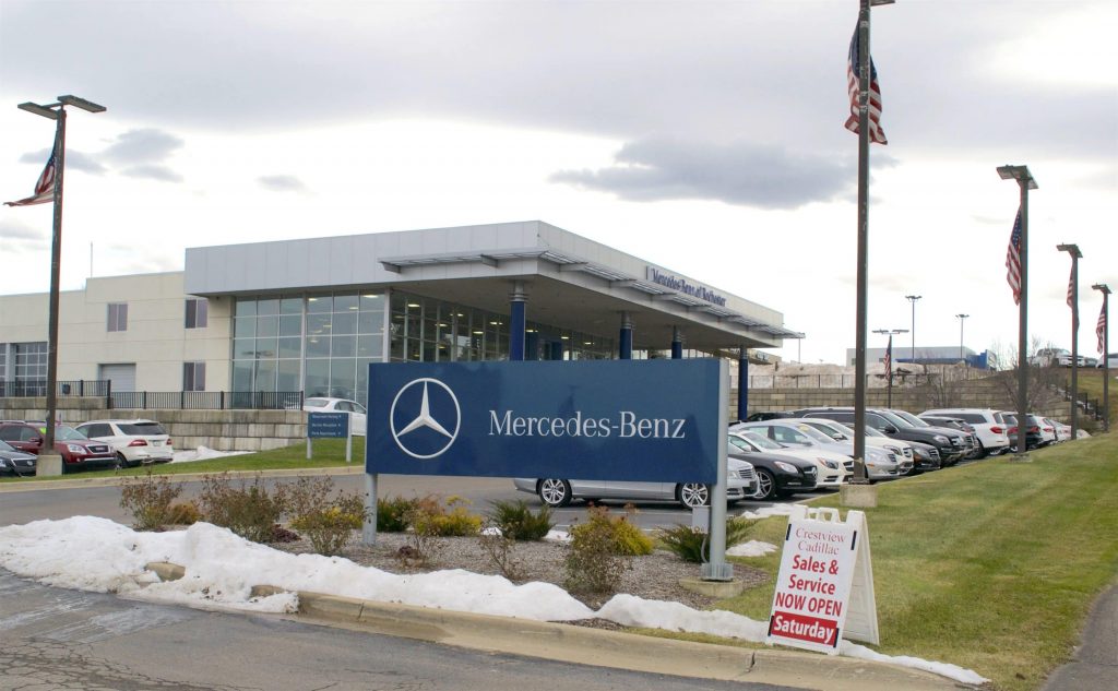 Mercedes dealership angled