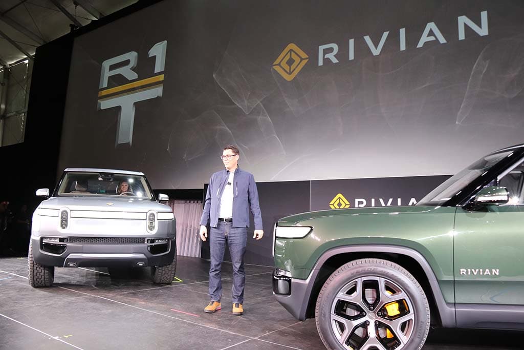 Rivian R1T and R1S with Scaringe