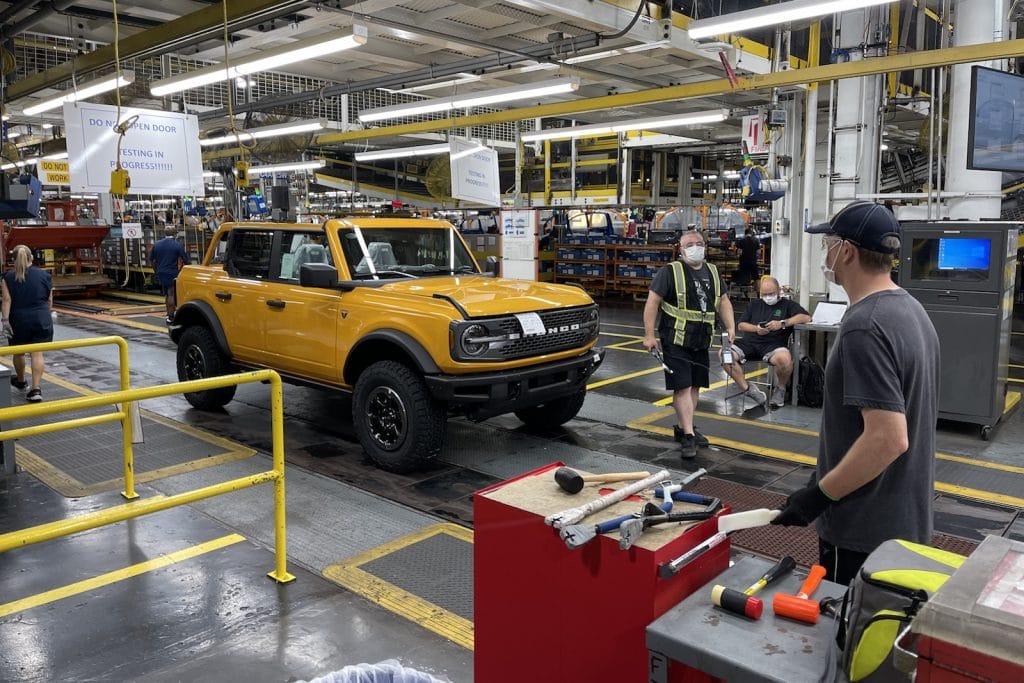 Ford Bronco 4-door yellow testing