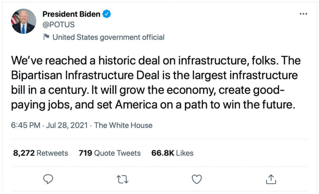 Biden infrastructure deal tweet two