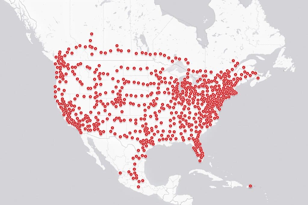 Tesla U.S. Supercharger map Nov 2021