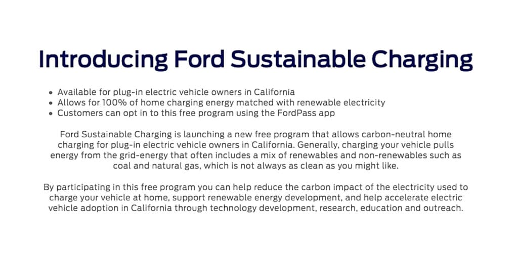 Ford Sustainable Charging web page