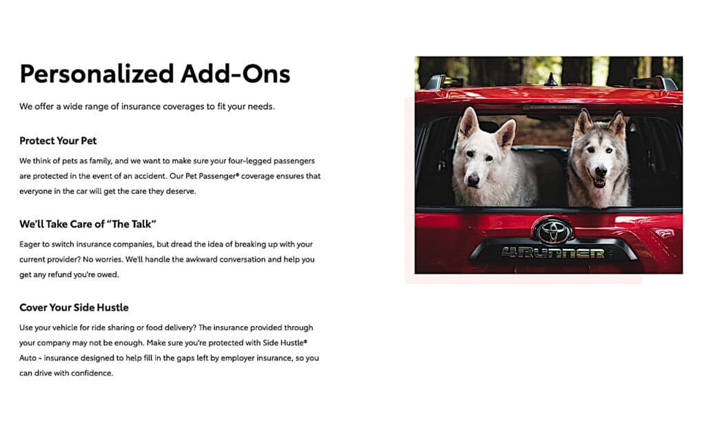 Toyota auto insurance personalization graphic
