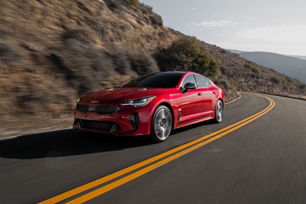 2022 Kia Stinger GT driving red