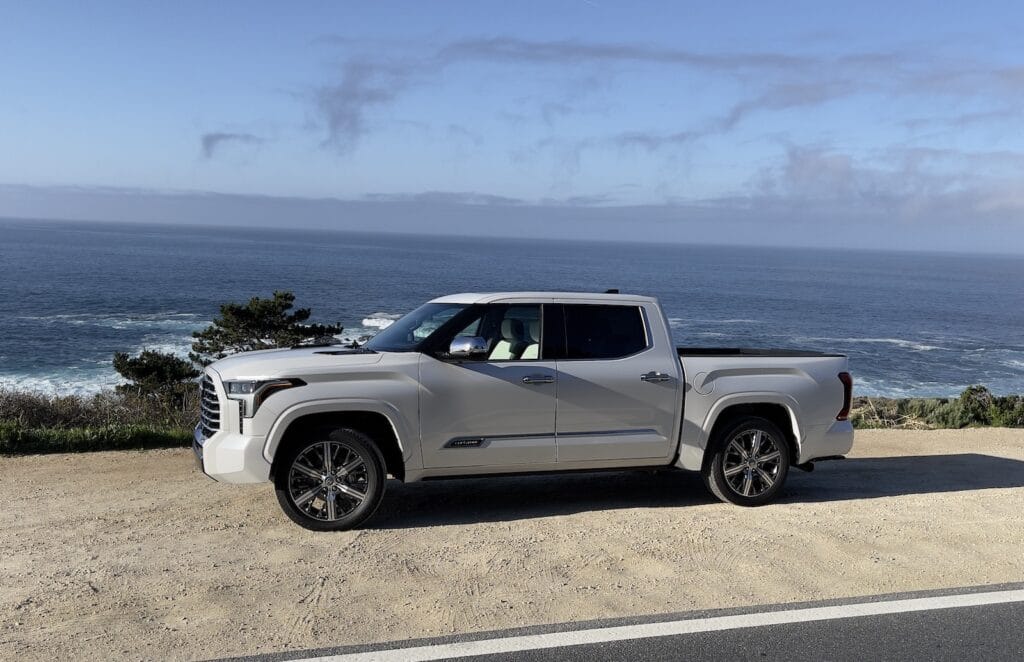 2022 Toyota Tundra Capstone side by ocean