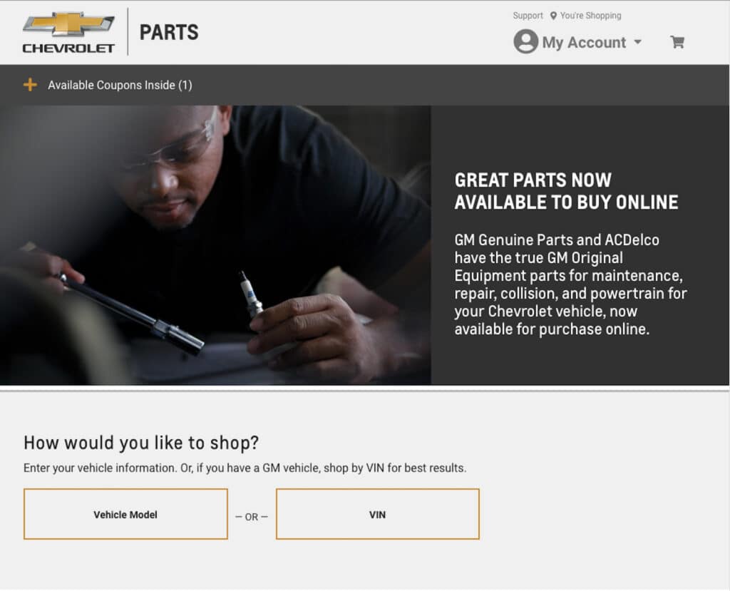 Chevy online parts site