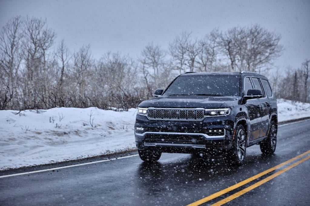 2022 Jeep Grand Wagoneer front snow