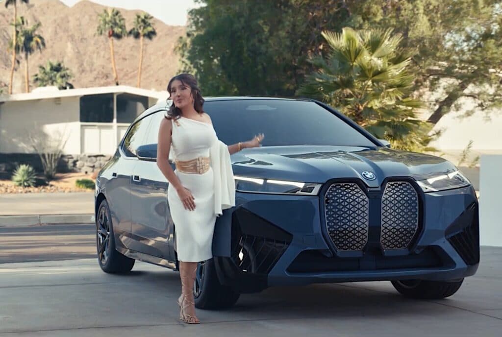 Selma Hayek with BMW Super Bowl ad