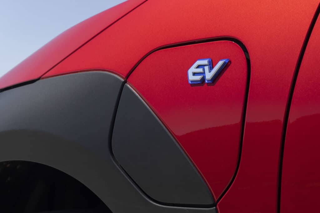 2023 Subaru Solterra charging door red
