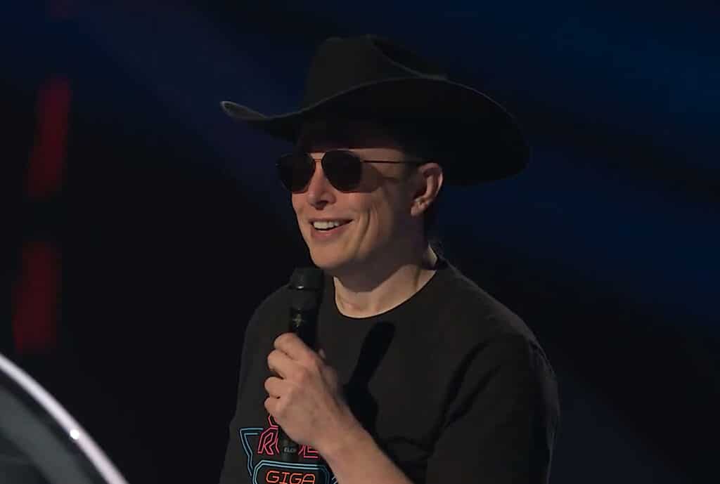 Musk smiles at Cyber Rodeo