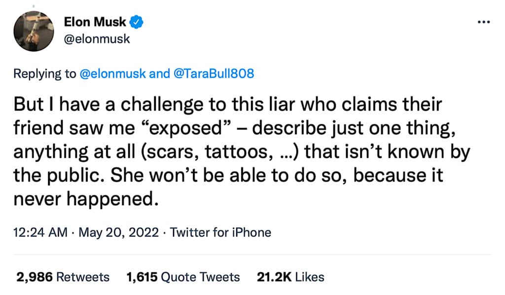 Musk sexual harassment tweek 5-20-22