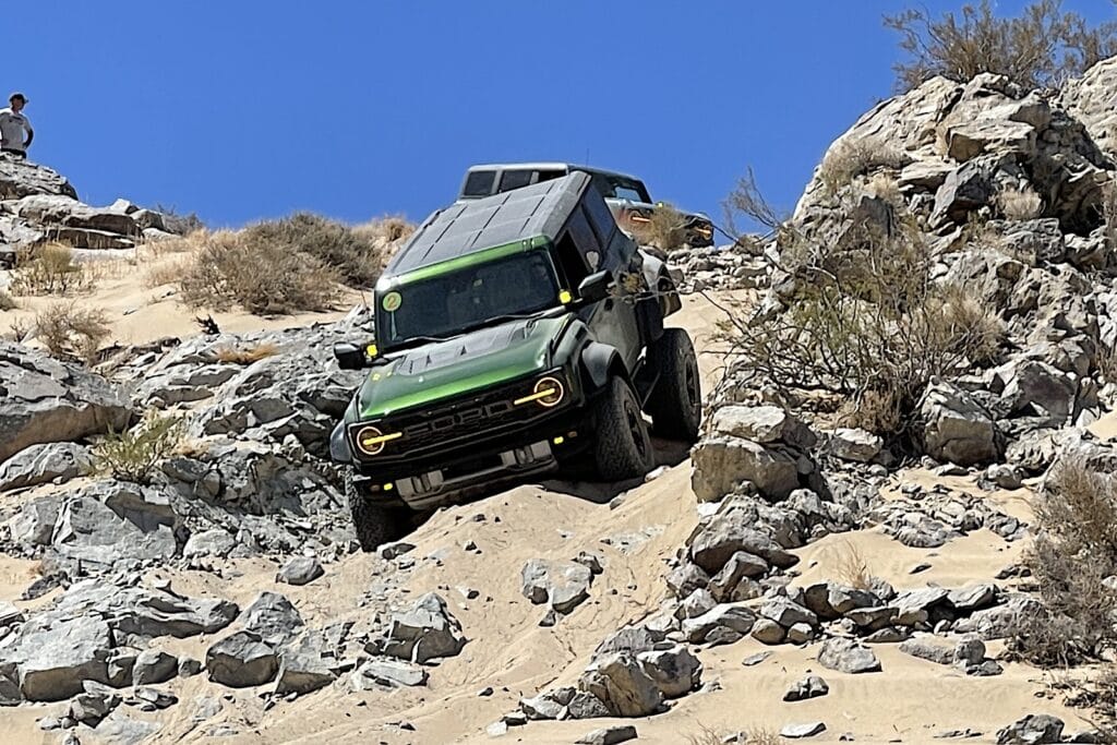 2022 Ford Bronco Raptor green rock descending
