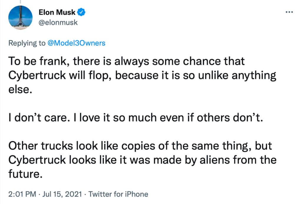 Musk Cybertruck flop tweet