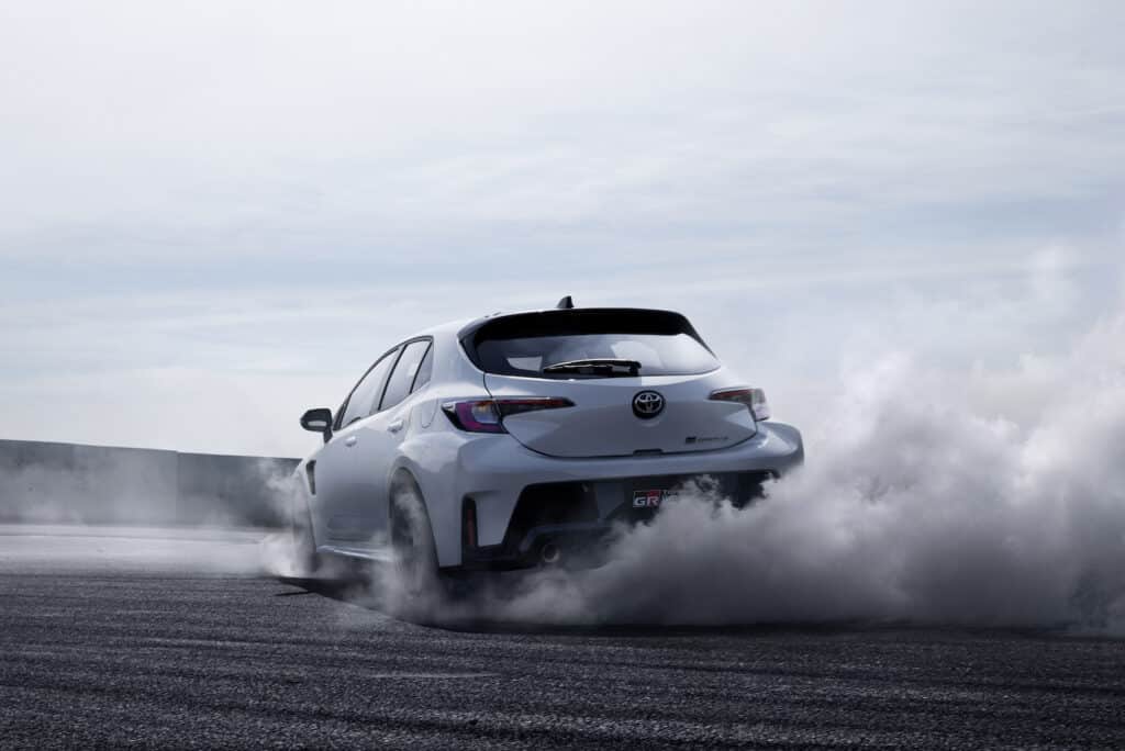 2023 Toyota GR Corolla Circuit Edition rear smoking REL