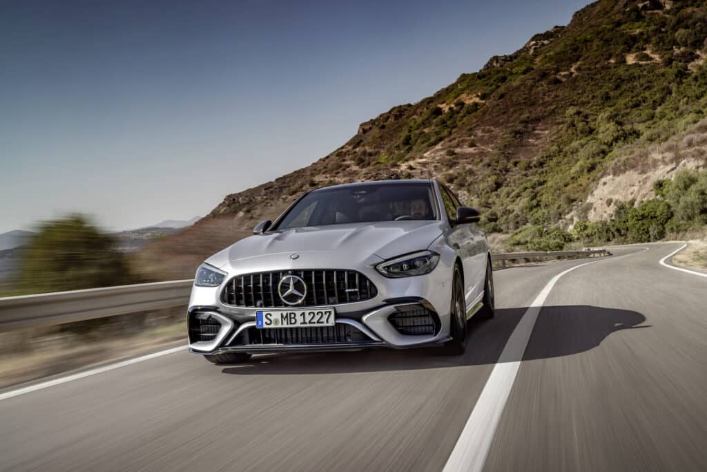 2024 Mercedes-AMG C 63 S E driving nose REL