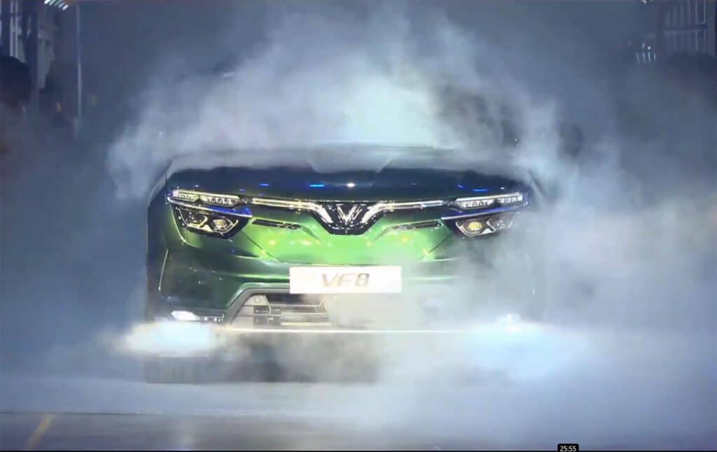 Vin Fast VF 8 Debut - green car smoke