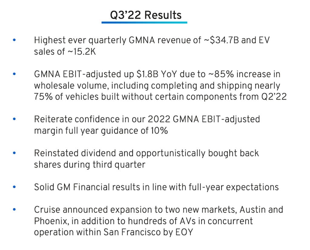 GM Q3 '22 graphic summary