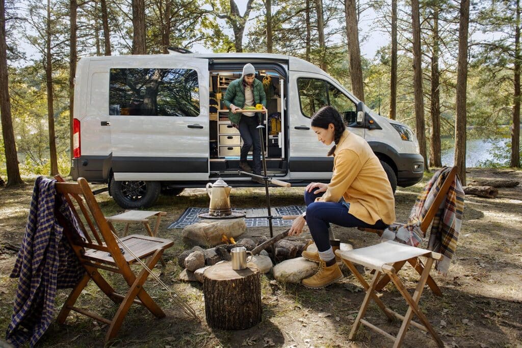 2023 Ford Transit Trail at campsite REL