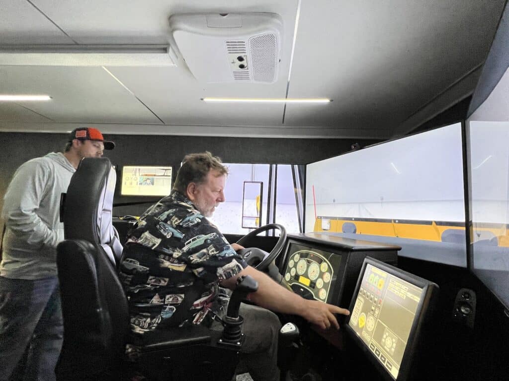 Driving the snow plow in the simulator