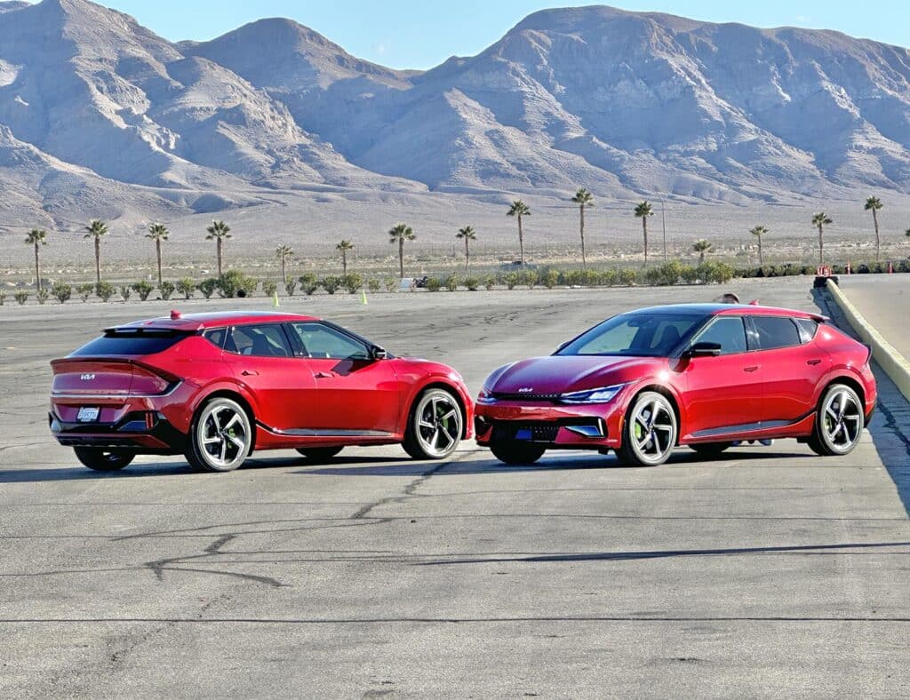 2023 Kia EV6 GT - 2 cars front and rear