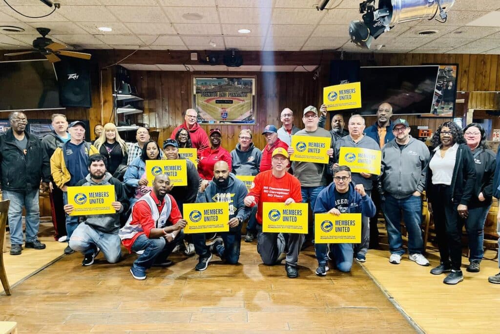 UAW Members United suppoters with Fain