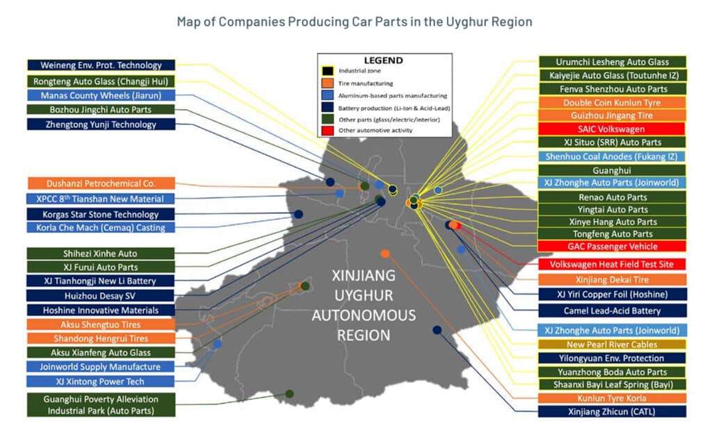 Uyghur automotive production map