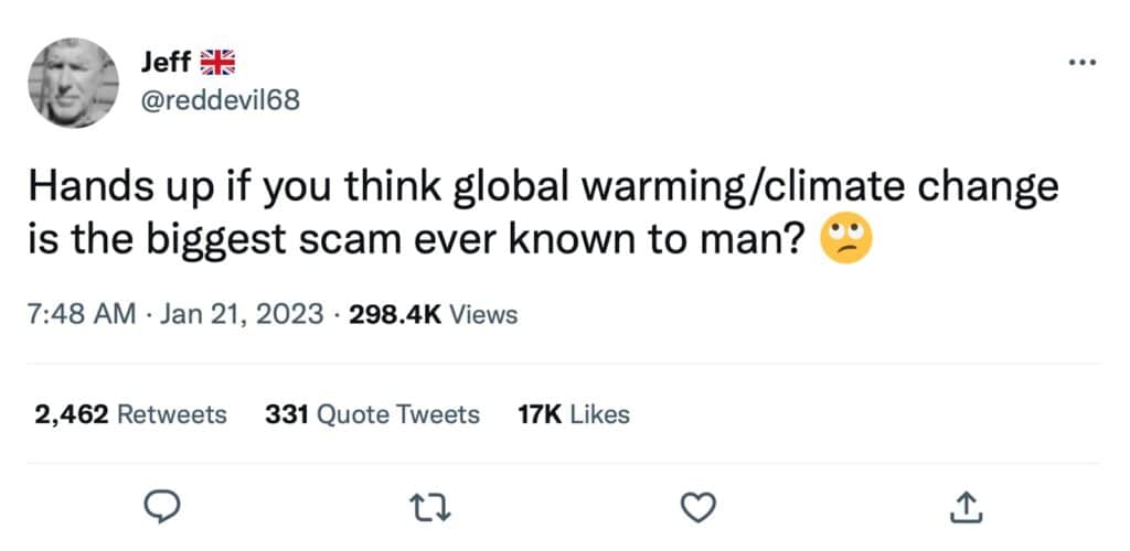 Climate scam tweet two 1-23-23