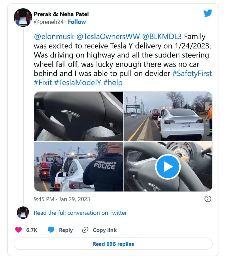 Tesla Steering Wheel Tweet