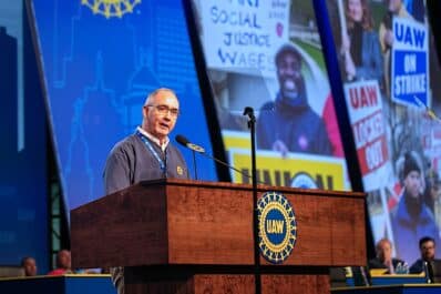 UAW President Fain at bargaining convention 2023