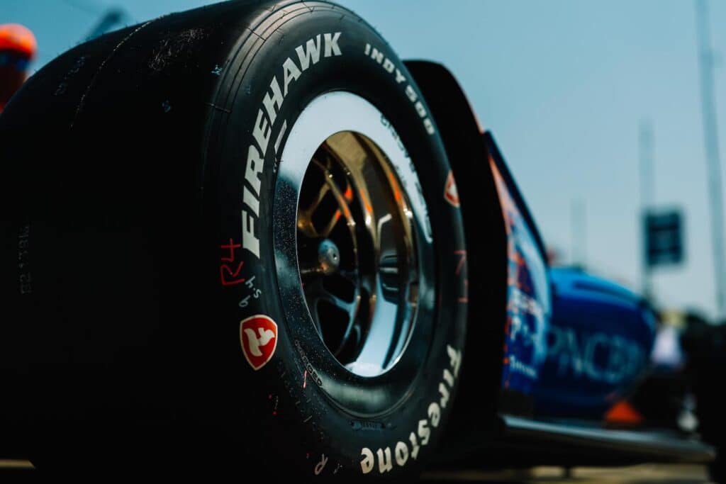 Firestone Firehawk tire up close at Indy 500 Practice