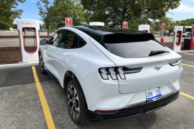 Mustang Mach-E at Tesla supercharger REL